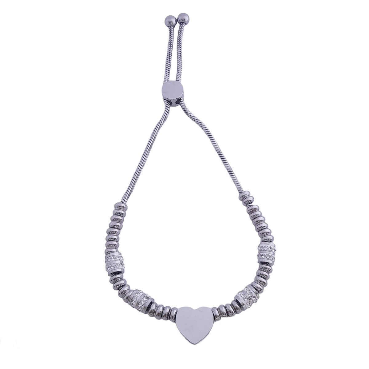 Stainless Steel Heart and Bead Bracelet Shop Today. Get it Tomorrow