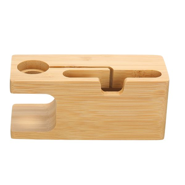 Smartphone Charging Dock Station Bamboo Base Holder Watch Desktop