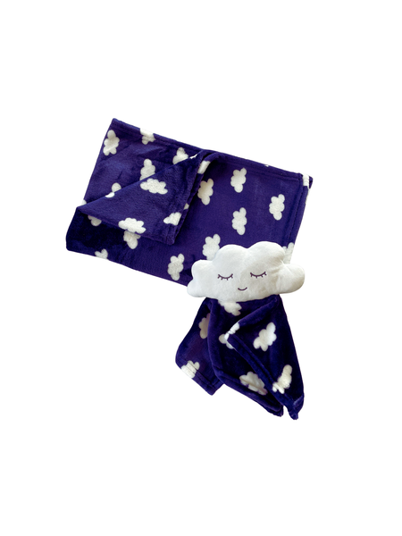 Ultra-Soft Baby Coral Fleece Blanket &amp; Plush Security Blanket Set - Cloud