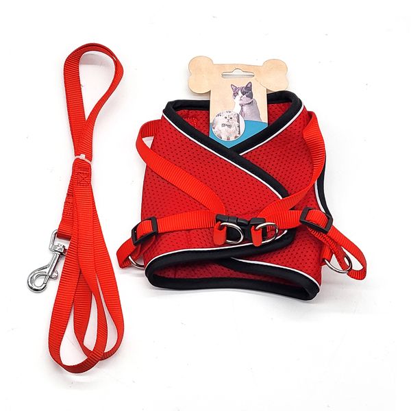Dog Harness Vest with Leash in Various Sizes - Blue - S