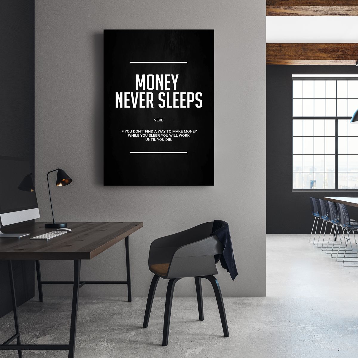 Motivational Canvas - Money Never Sleeps