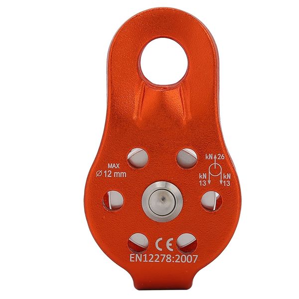 Orange 26KN Aluminum Swivel Pulley for 12mm Rope