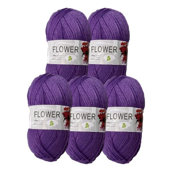 Double Knitting Polyester Yarn 100g (Pack of 5) Purple
