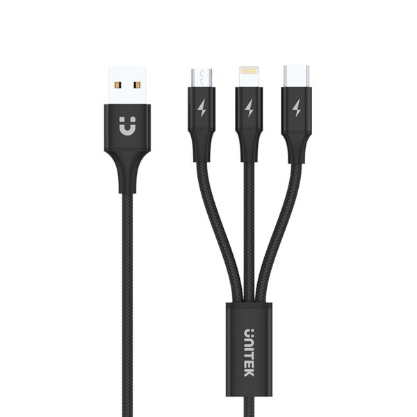 Unitek 1.2m Type-C, Micro USB, Lightning Cable (C14049BK)