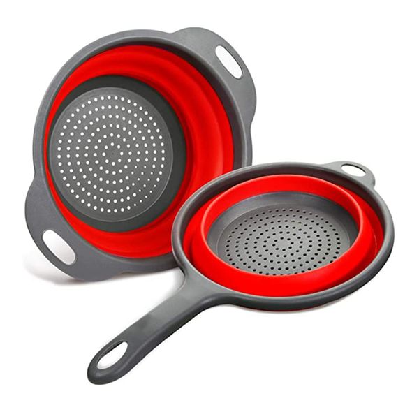 Collapsible Silicone Kitchen Mesh Strainers With Extendable Handles