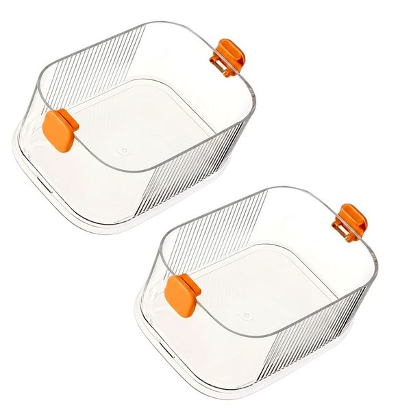 2 Pack - Stackable Containers With Interlocking Clips &amp; Lid - Transparent