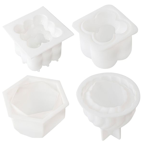4 PCS Silicone Candle Molds Set for DIY Different Shapes Candle Making