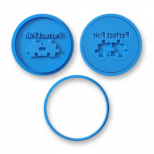 Perfect Pair Fondant Stamp &amp; Cutter Set - Valentine's Day - 3-Piece - 6cm