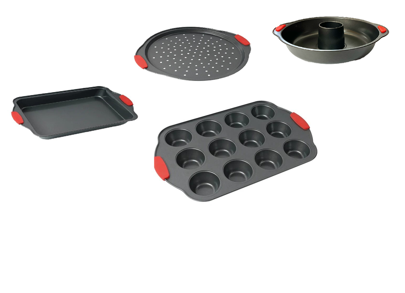 9t9-Multi-Functional Carbon Nonstick Baking Tray With Red Silicone Handles