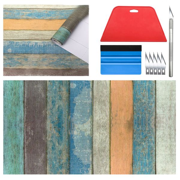 0.45x6M Wallpaper Wooden Vintage Series Self-Adhesive PVC -Multi-Color