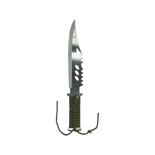 28cm Double Edged Serrated Knife With Parachute Cord Handle And Sleeve
