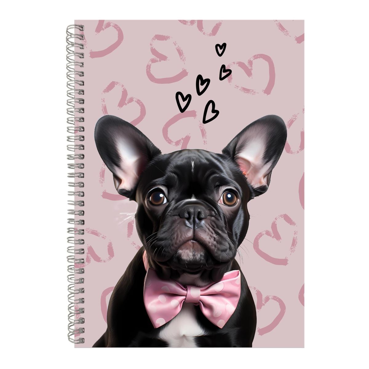 Pink A4 Notebook Spiral Lined Trendy Frenchies Graphic Notepad Present ...