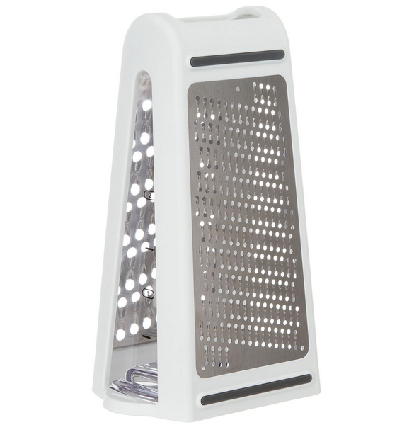 2 Way Grater &amp; Measure - White, Silver