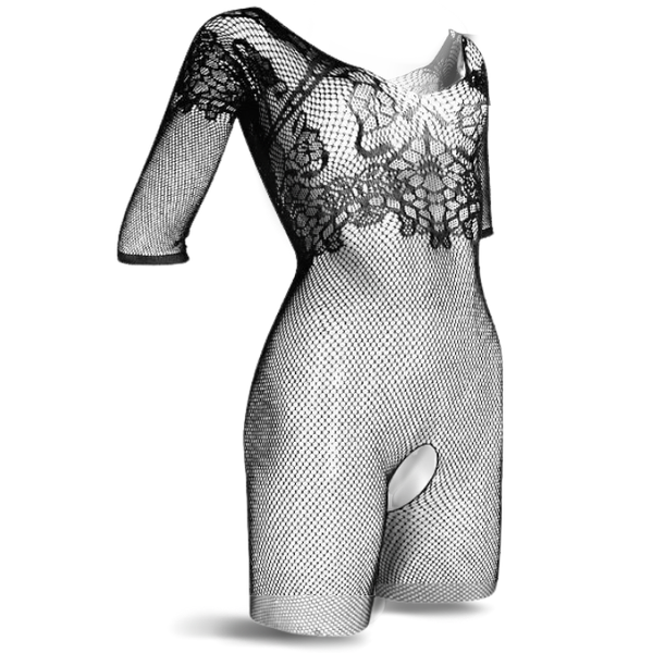 She-Woolf "In The Kitchen Full Length Short Sleeve Body Stocking" - Elegant Noir Hosiery