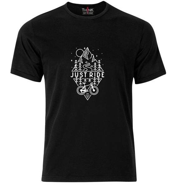 Think Out Loud Mens "Just Ride Bicycle" Short Sleeve Tshirt Black