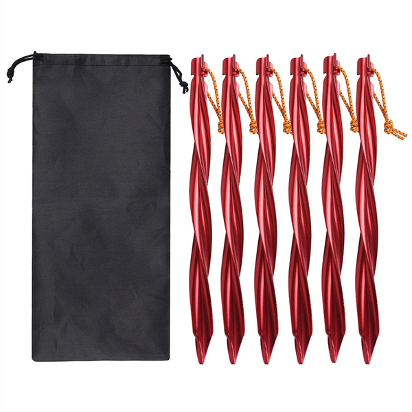 6 x 25Cm Outdoor Tent Pegs Ground Nails with Storage Bag Black