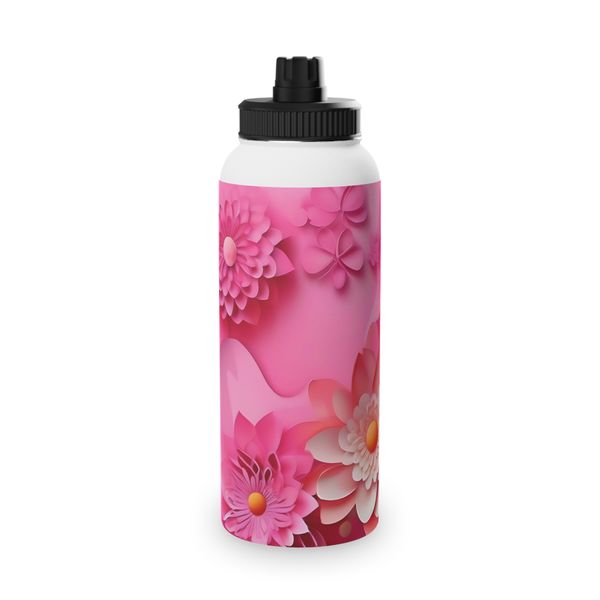 Pink 3D flowers 850ml Metal Water Bottle