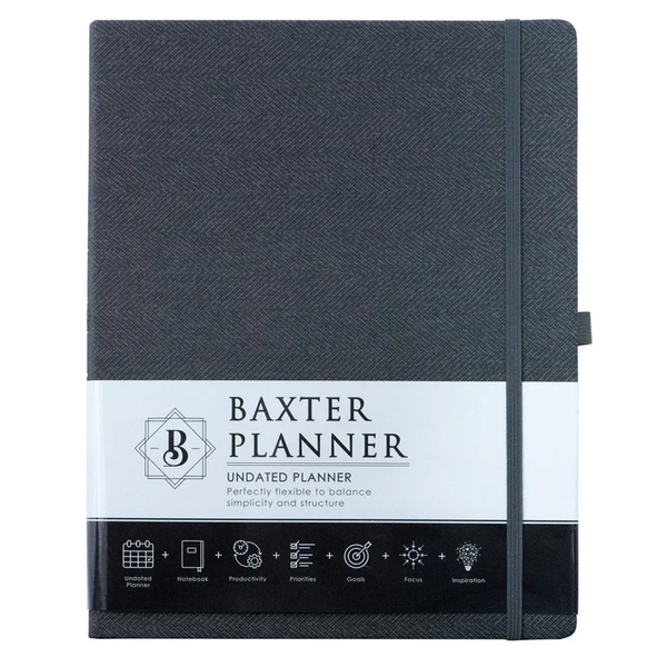 Baxter- A4 Undated Planner (Leather / fine binding)- Grey