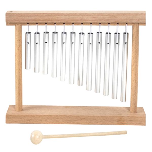 Toys Twelve-Tone Metal Wind/Hand Chime With Wooden Frame 2-piece - 25cm