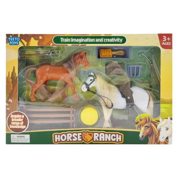 Horse Ranch Playset - Pretend Play Horses for Toddlers and Kids
