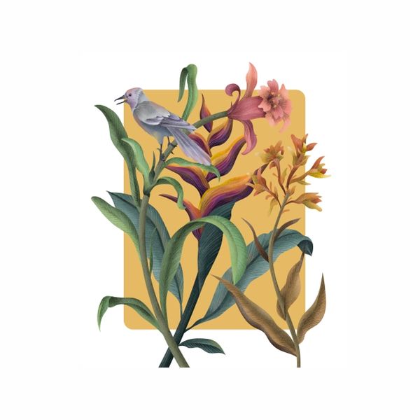 Yellow Singing Bir Abstract - A1 poster