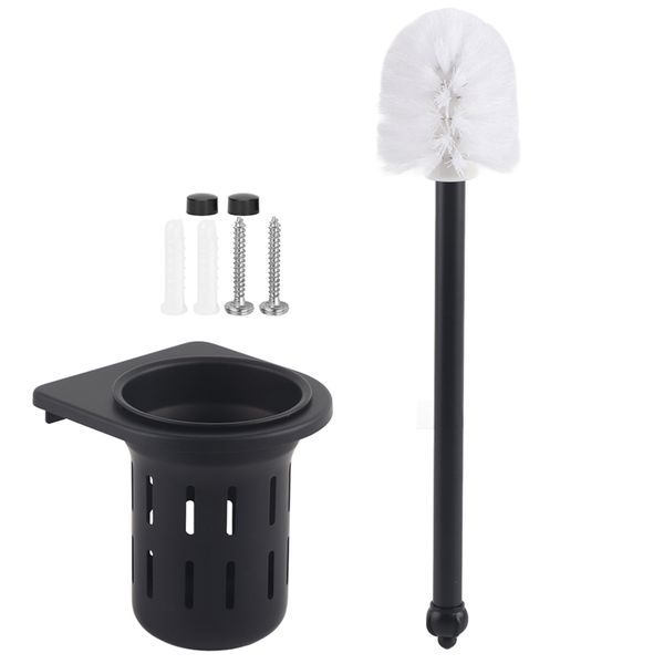 Black Space Aluminum Toilet Brush Holder Set