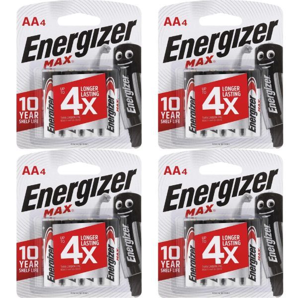 Energizer Max AA Batteries 4 Pack x 4 - (16 AA Alkaline Batteries)