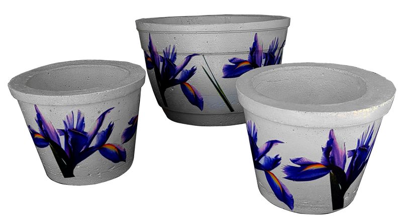 Artisan Cement Pot - Blue Iris - Set image