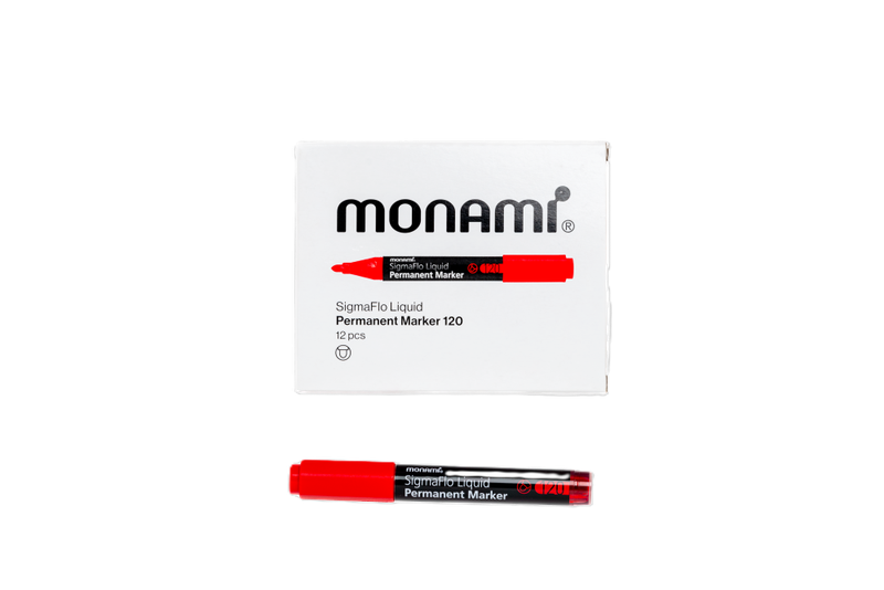 MONAMI Permanent Marker SigmaFlo Liquid 120 Bullet Box 12's Red