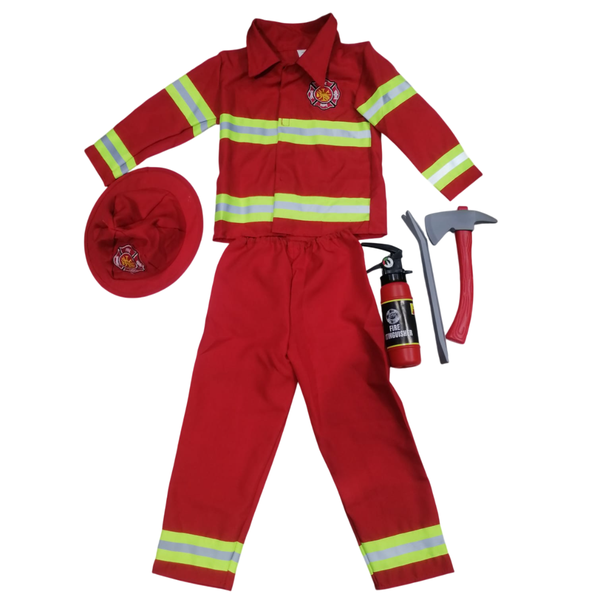 Kids Firefighter Costume Set with Uniform, Hat, Axe and Fire Extinguisher
