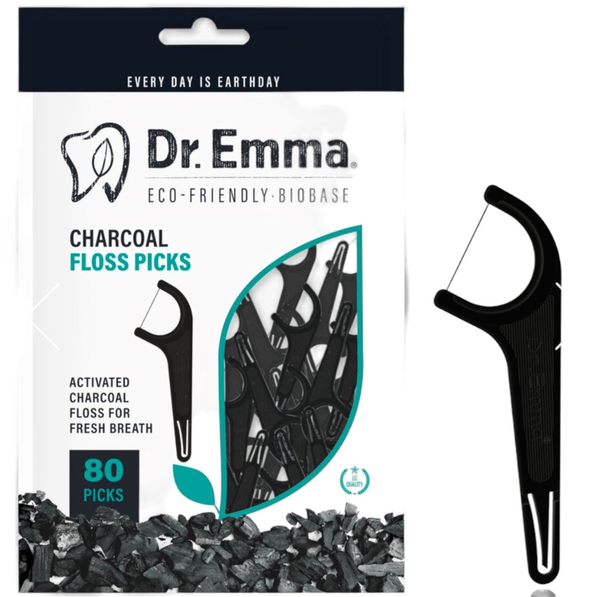 Dr Emma Charcoal Floss Picks 80 Pack Shop Today. Get it Tomorrow