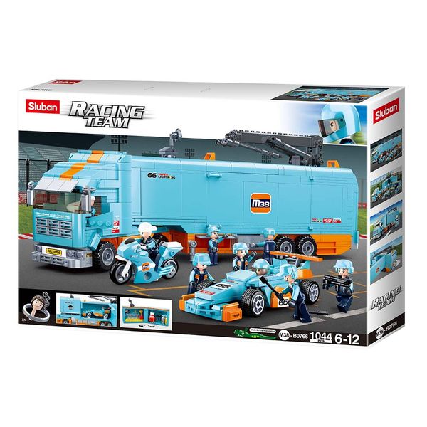 Sluban Building Set: Racing Team F1 Mobile Racing Team Truck - 1044 Pieces