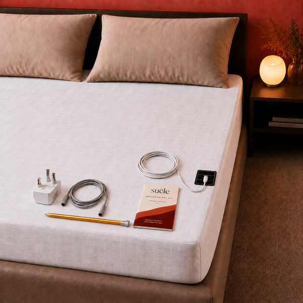 Terra Grounding Fitted Bed Sheet | Cotton &amp; Silver with Earthing Rod Kit