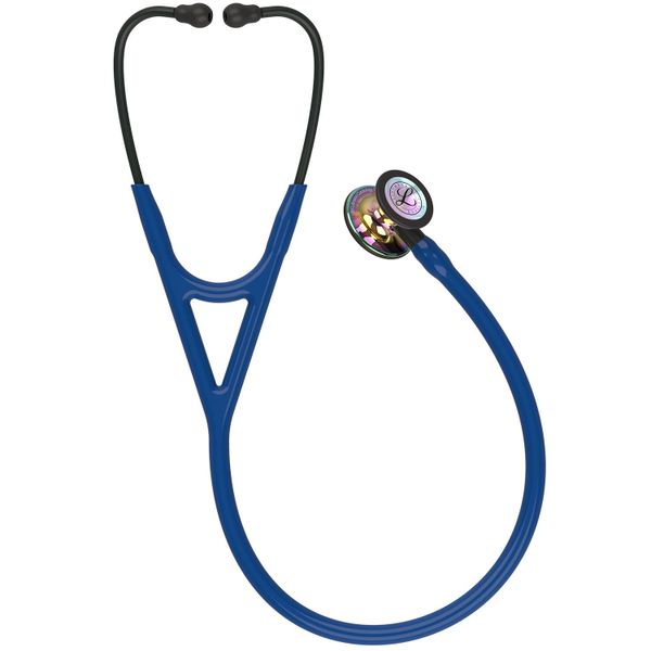 Littmann Cardiology IV Stethoscope: Polished Rainbow and Navy- Black Stem