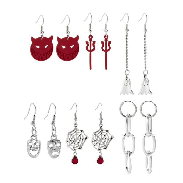6 Pairs Vibrant Earrings for Halloween Cute Devil