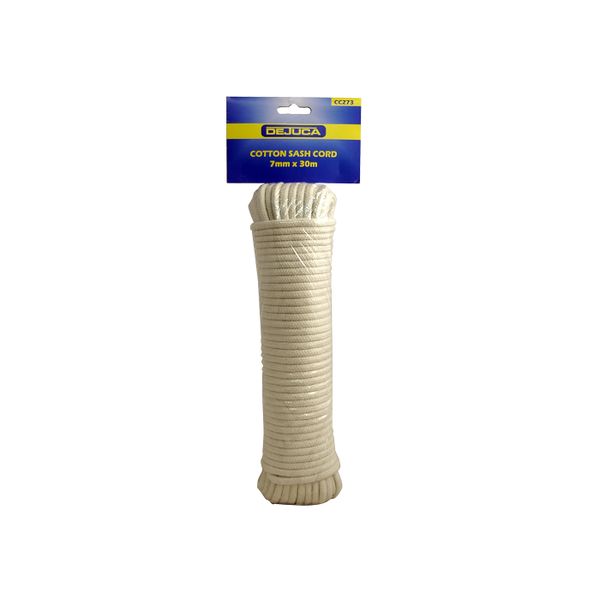 Dejuca - Cotton Sash Cord - 7mm X 30m - Cord - 7mm - (hank) - 5 Pack