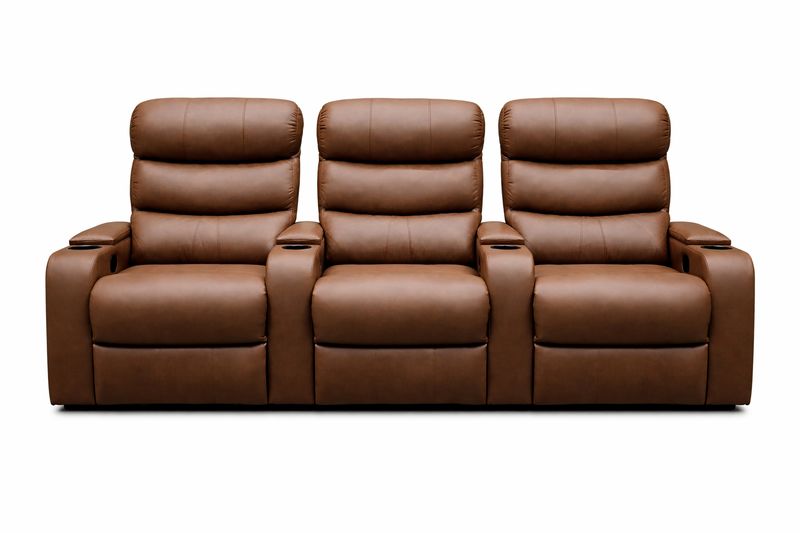 Furnity - Emillia 100% Full Geniune Leather 3 Seater Cinema Room Recliner