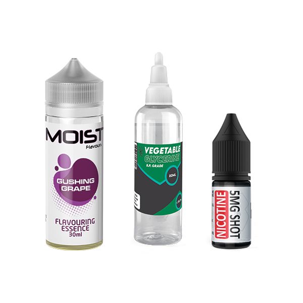 120ml Moist Vape Juice DIY Longfill Kit - Gushing Grape - 2mg