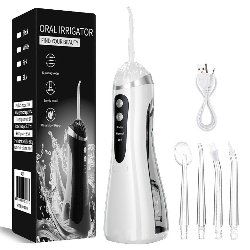White Electric Dental Flosser-Waterproof Smart Oral Irrigator for Home Use