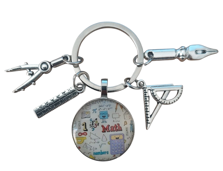 Mathematics Teacher Keychain - Geometry &amp; Ruler Charms