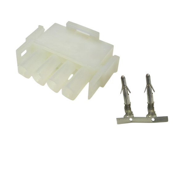 XY139-04M: 6.3mm, 4-Way In-line Male Connector w/ Dual Release-Lock, 12A