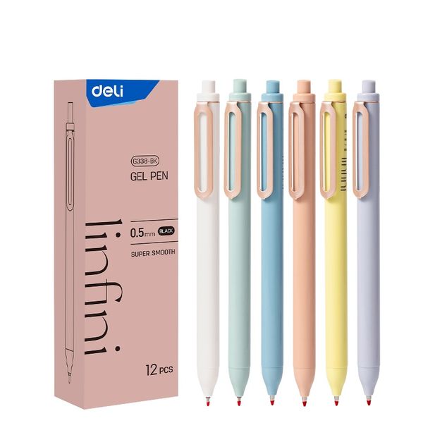 Deli Gel pen 0.5mm black ink 12pcs