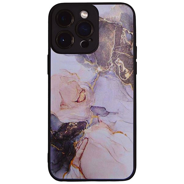 Marble Effect - Phone Case with Black Rim - Iphone 15 Pro