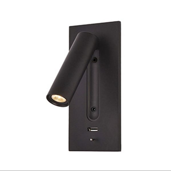 Black LED Wall Lamp 3W Single Bedroom Built-in Night Light (Warm Light)