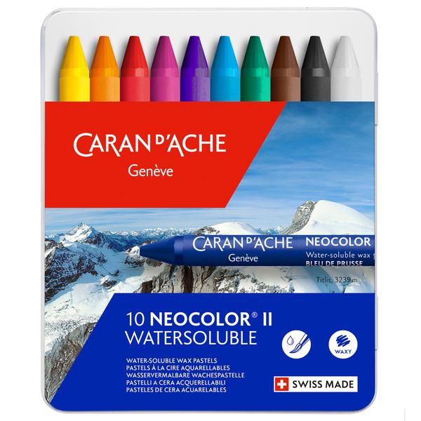 Caran D'Ache Neocolor II aquarelle pastels, 10 set
