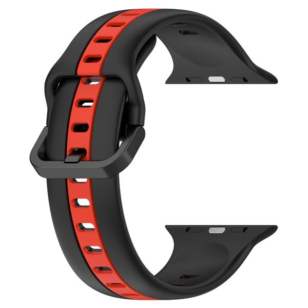 Two Tone Silicone Strap For Apple watch-42/44/45mm-Black &amp; Red