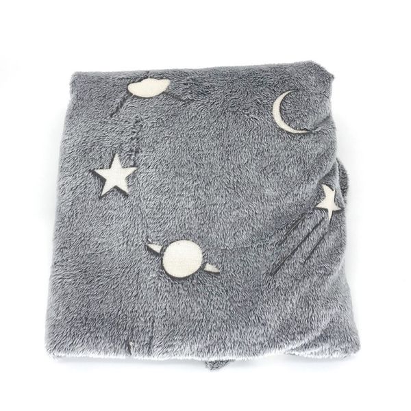 Glow In The Dark Night Sky, Star, Moon Design Luminous Throw In Blanket