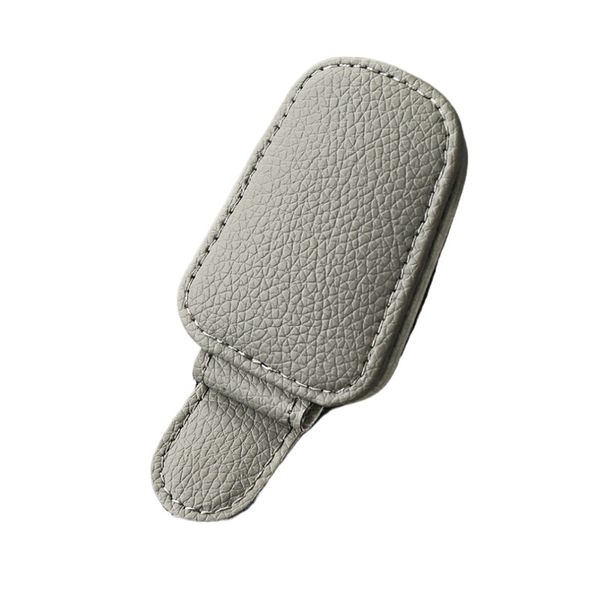 PU Leather Magnetic Sunglasses Clip for Car Sun Visor - Black