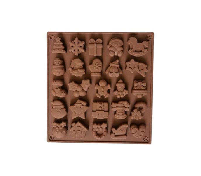 25-Cavity Christmas-Themed Silicone Chocolate mold - Brown