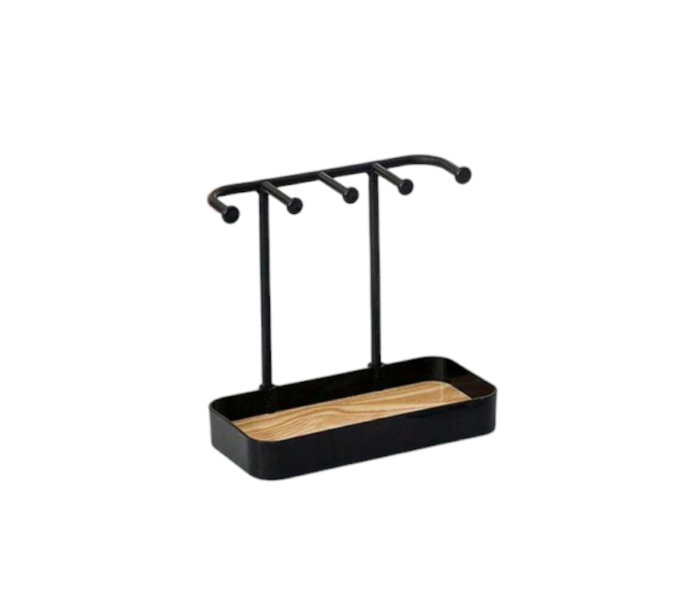 5 Hooks Metal and Wood Base Jewelry Organizer